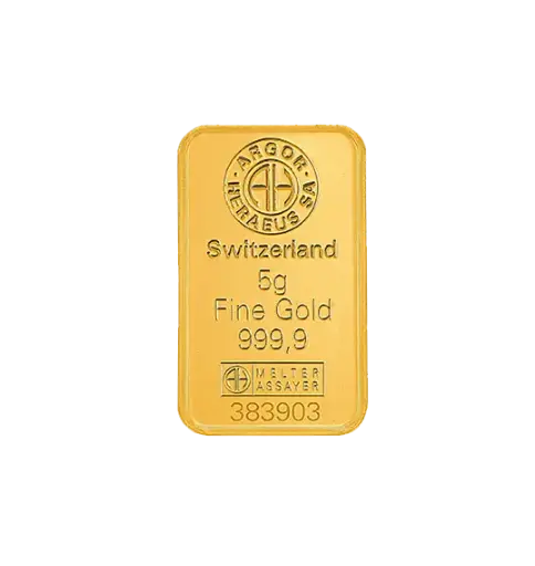[5g_gold_Heraeus_Swiss_mint] 5 克 9999 千足金(瑞士)铸造金条 