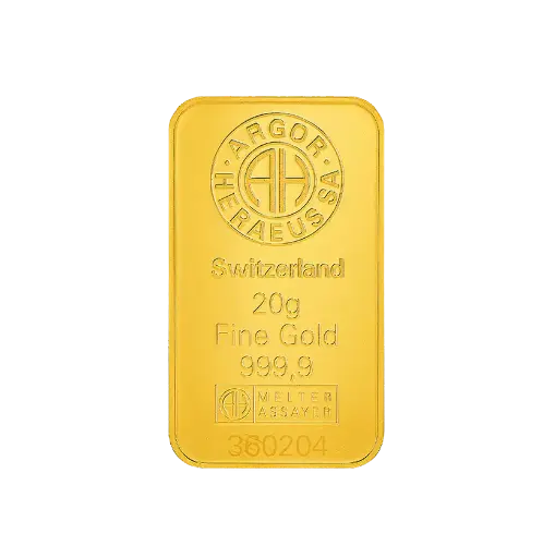 [20g_gold_Heraeus_Swiss_mint_kinebar] 20g 9999 gold - Switzerland - Minted Bar - Kinebar