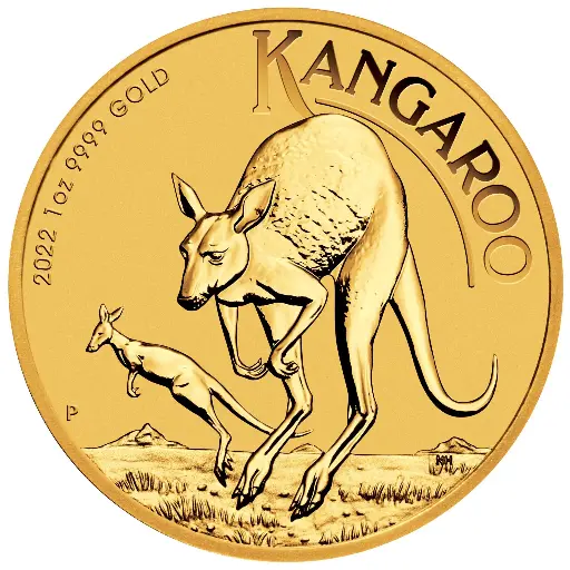 [1oz_gold_kangaroo_2022_coin] 1oz - 2022 Australia Kangaroo - Last Queen Elizabeth - 9999 Gold - Perth Mint 